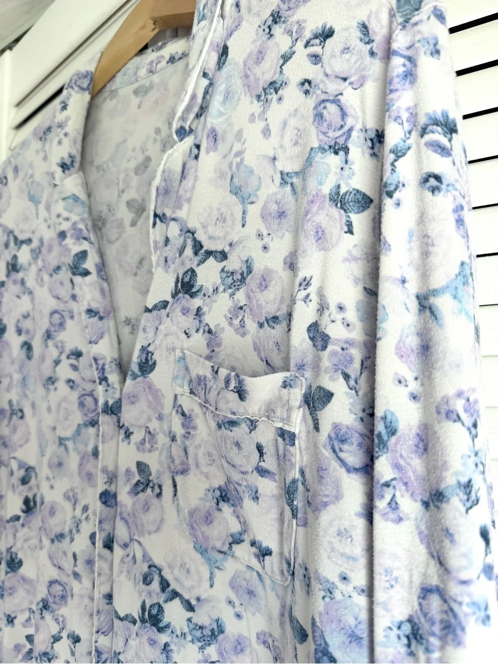 S🪻 Victoria’s Secret VS Modal Blue Lavender Purple Floral Button Up Sleepshirt